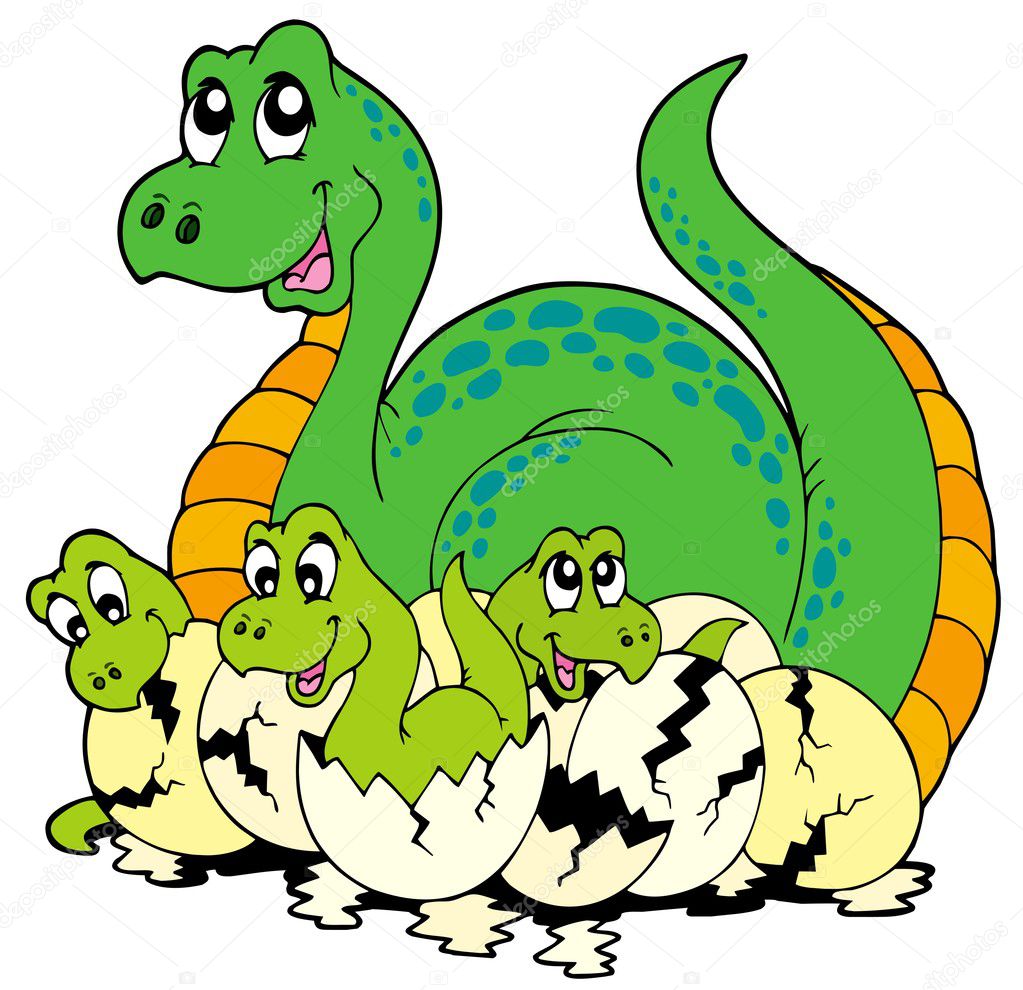 Download Dinosaur mom with cute babies — Stock Vector © clairev ...