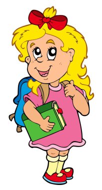 School girl with green book clipart