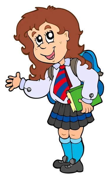 Cartoon meisje in schooluniform — Stockvector