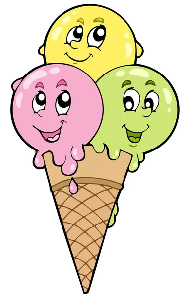 かわいい漫画のアイスクリーム — ストックベクタ