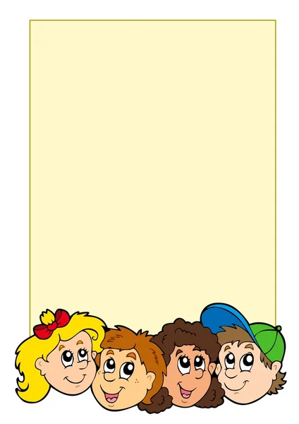 Frame with various kids faces — Stock Vector