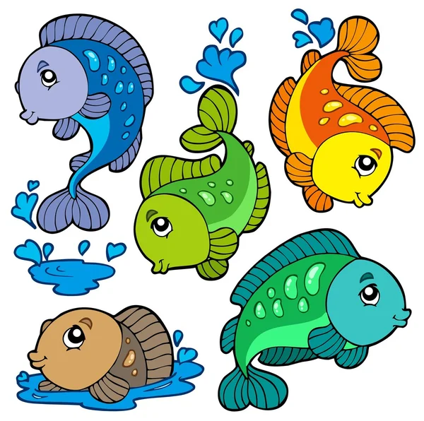Freshwater fishes collection — Stock Vector