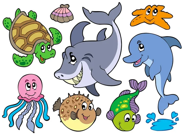 幸せの海の動物コレクション — ストックベクタ