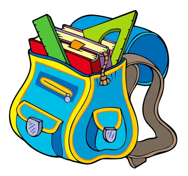 School bag with books — Stock Vector