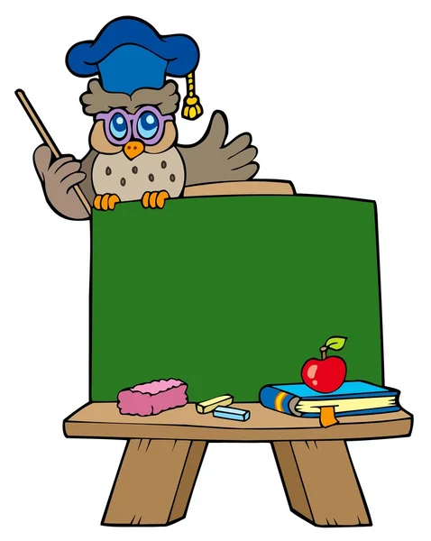 School chalkboard with owl teacher — Stock Vector