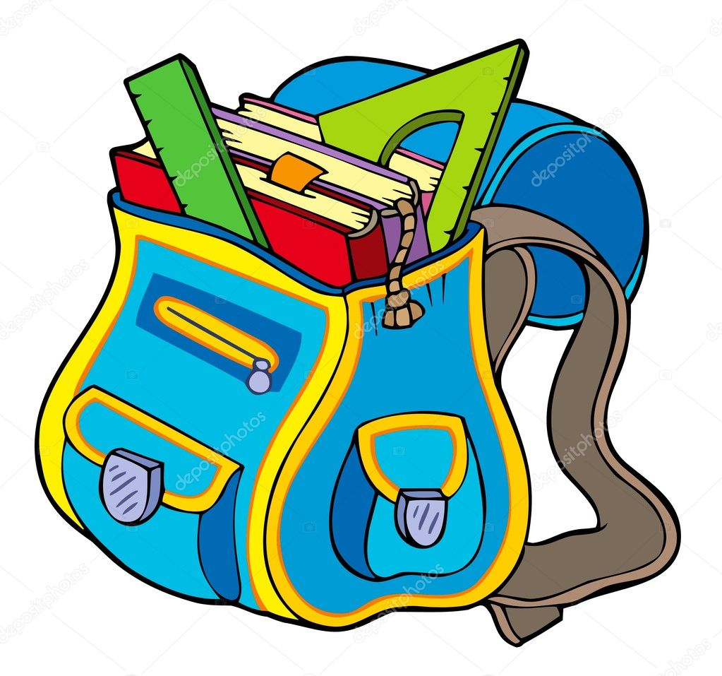 School bag with books Stock Vector by ©clairev 3569447
