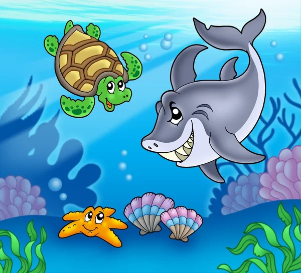Animales de dibujos animados bajo el agua —  Fotos de Stock