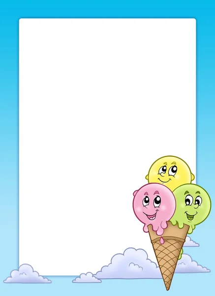 Marco con helado de dibujos animados — Foto de Stock