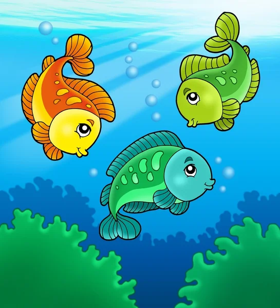 Tři roztomilé sladkovodních ryb — Stock fotografie