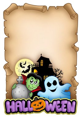 Parchment with Halloween theme 3 clipart