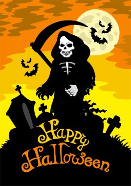 Halloween theme with grim reaper clipart