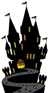 Castle on hill silhouette clipart