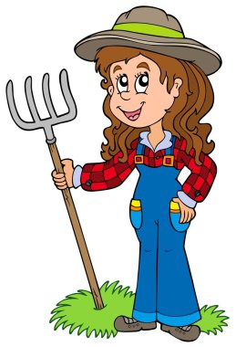 Cute farm girl clipart