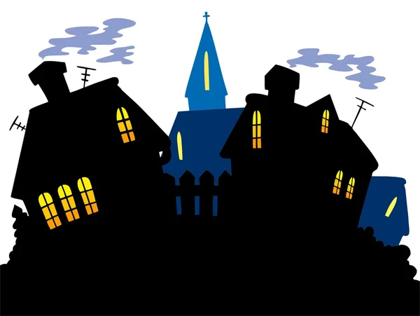 Skyline villaggio cartone animato — Vettoriale Stock