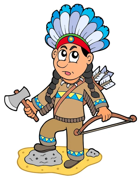Indian boy with axe and bow — Stock Vector