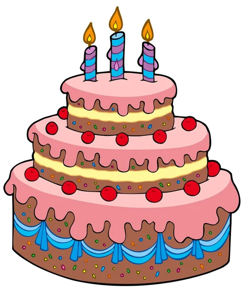 Gran pastel de cumpleaños de dibujos animados — Vector de stock