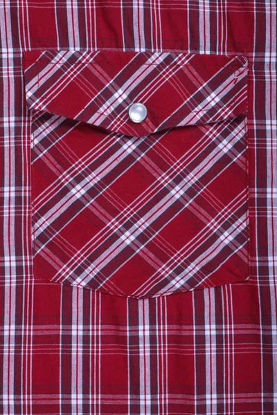 Pocket on shirt in red check — Stock Photo, Image