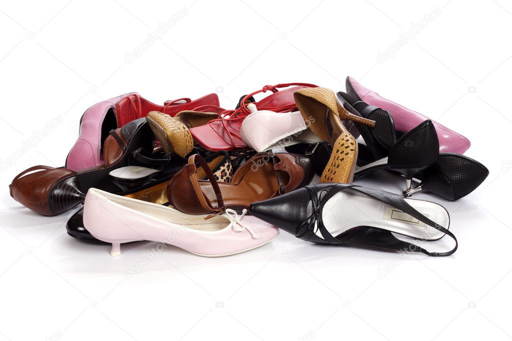 Heap of the ladies' shoes