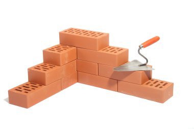 Red bricks and trowe clipart