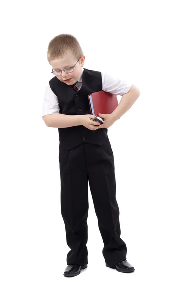 Маленький мальчик-бизнесмен — стоковое фото