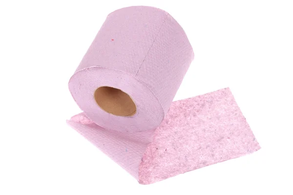 Rolka z růžového toaletního papíru — Stock fotografie