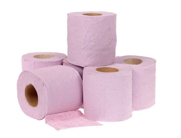 Ролик розовой туалетной бумаги — стоковое фото