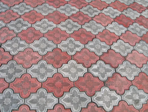 Концепція дизайну підлоги з червоної, сірої плитки — стокове фото
