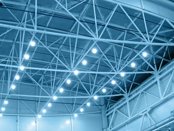 Blue interior warehouse lighting — Stock Photo, Image