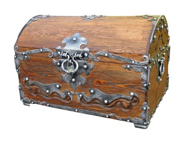 Piratical vintage wooden chest isolated. clipart