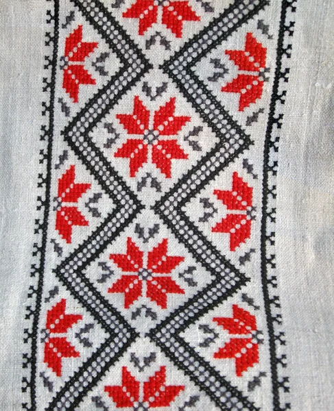 Textil ucraniano, primer plano textura fondo —  Fotos de Stock