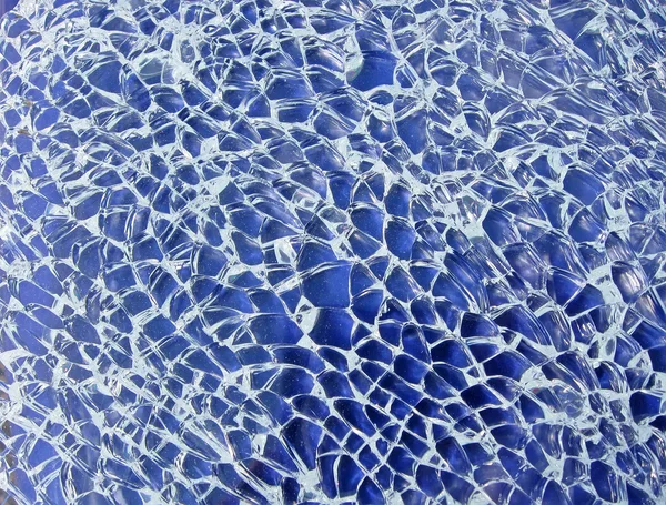 Verre cassé bleu, contrainte, construction de courbe abstraite — Photo