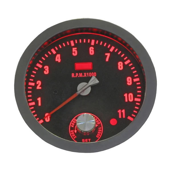 Panneau de commande de compteur de vitesse isolé avec chiffres rouges . — Photo