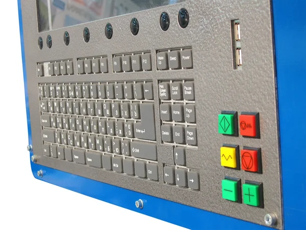 Pannello di controllo tastiera metallica industriale, mucchio di tasti . — Foto Stock