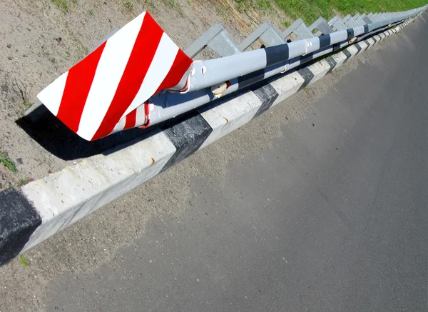 Security transportation road barrier, safety metal construction — Stock Photo, Image