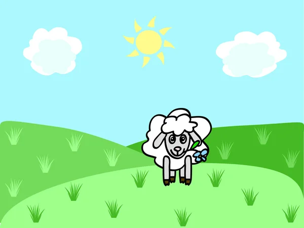 Ovce na louce — Stockový vektor