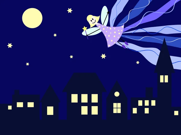 その都市の夜の妖精 — ストックベクタ