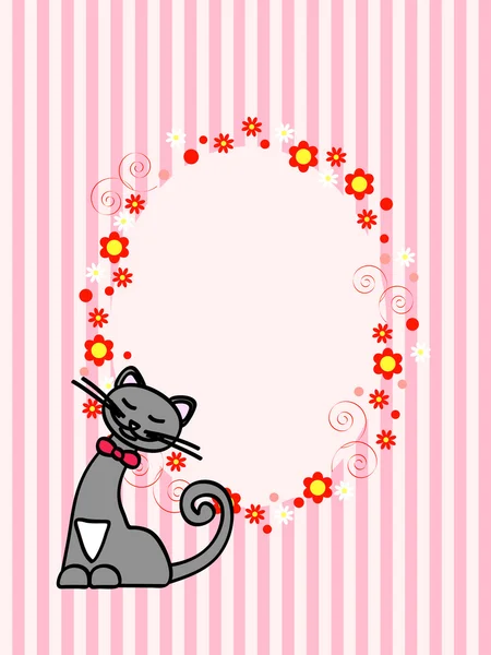 子猫の楕円形のカード — ストックベクタ