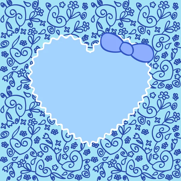 Heart over ornament blue — Stock Vector