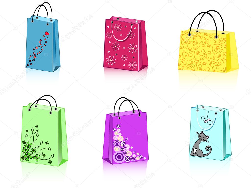 Six shopping bags