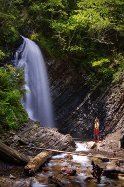 Waterfall in mountains clipart