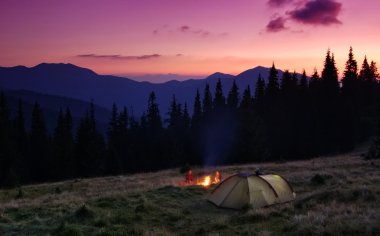 Camping in mountains clipart