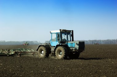 Tractor in The Field clipart