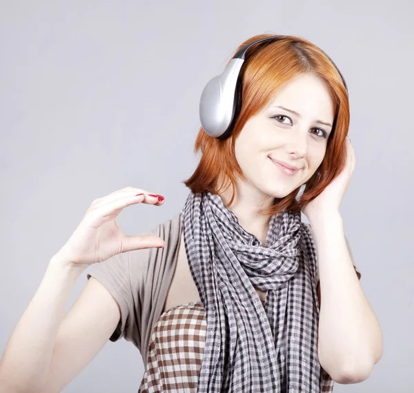 Girl with modern headphones. — Stock Photo, Image