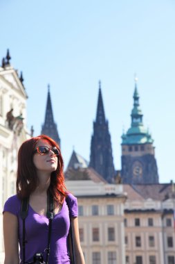 Portrait of girl in Prague, CZ clipart