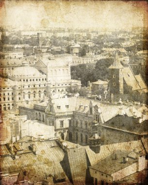 Prague. Photo in old image style. clipart