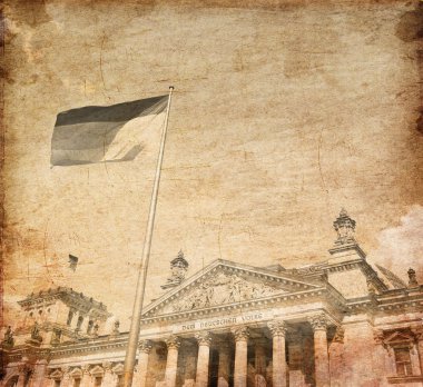 Berlin'de bina Reichstag: Alman Parlamentosu. Fotoğrafta eski görüntü arpacık