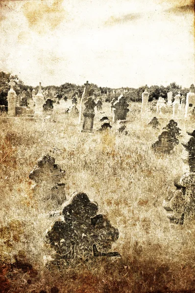 마에 있는 묘지. 오래 된 이미지 스타일 사진. — 스톡 사진