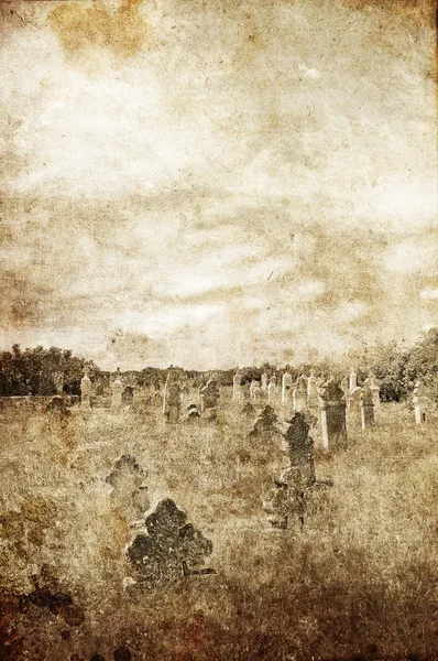 Cemitério na aldeia. Foto no velho estilo de imagem . — Fotografia de Stock
