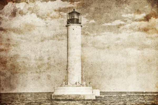 stock image Operating lighthouse. Odessa. Ukraine. Photo in old image style.