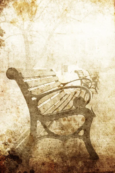 Вид на скамейку в парке. Фото в старом стиле . — стоковое фото